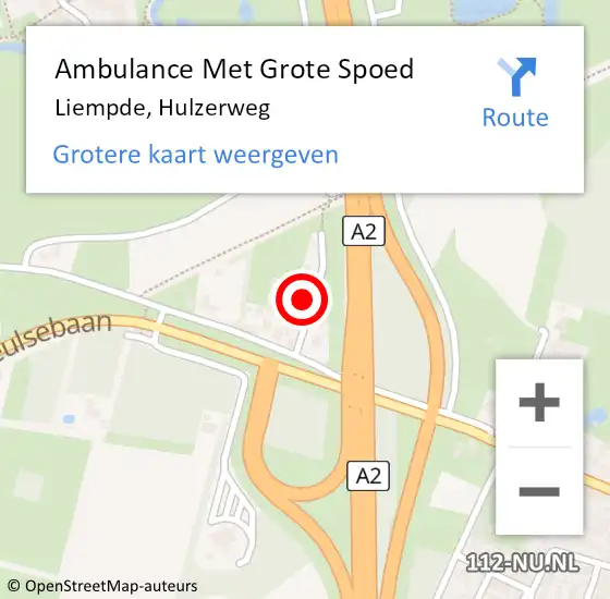 Locatie op kaart van de 112 melding: Ambulance Met Grote Spoed Naar Liempde, Hulzerweg op 2 augustus 2015 15:04