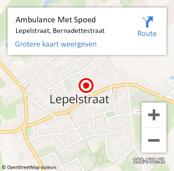 Locatie op kaart van de 112 melding: Ambulance Met Spoed Naar Lepelstraat, Bernadettestraat op 2 augustus 2015 15:12