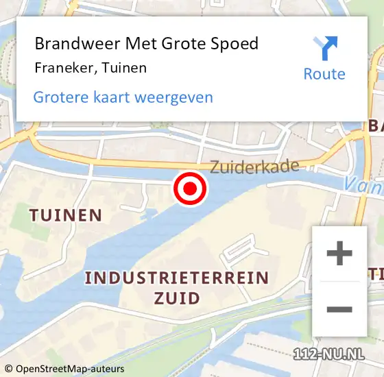 Locatie op kaart van de 112 melding: Brandweer Met Grote Spoed Naar Franeker, Tuinen op 2 augustus 2015 15:27