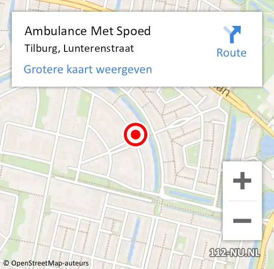 Locatie op kaart van de 112 melding: Ambulance Met Spoed Naar Tilburg, Lunterenstraat op 2 augustus 2015 15:36