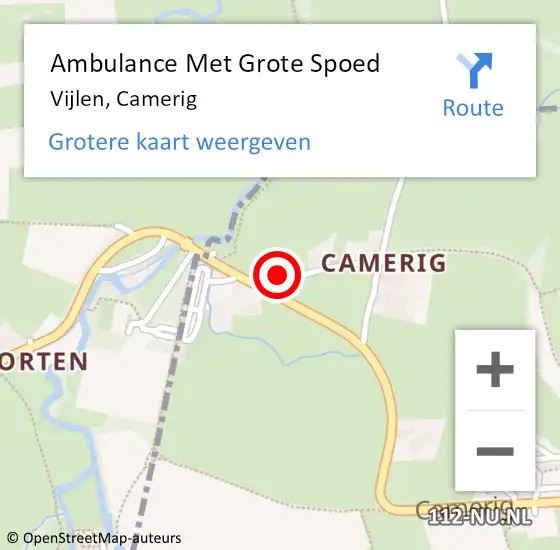 Locatie op kaart van de 112 melding: Ambulance Met Grote Spoed Naar Vijlen, Camerig op 2 augustus 2015 16:02