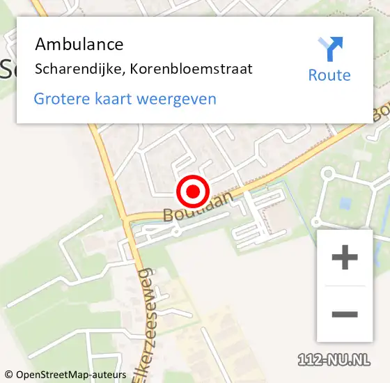 Locatie op kaart van de 112 melding: Ambulance Scharendijke, Korenbloemstraat op 2 augustus 2015 17:29