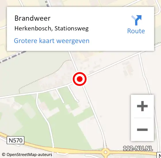 Locatie op kaart van de 112 melding: Brandweer Herkenbosch, Stationsweg op 2 augustus 2015 17:33