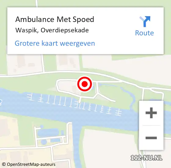 Locatie op kaart van de 112 melding: Ambulance Met Spoed Naar Waspik, Overdiepsekade op 2 augustus 2015 17:40