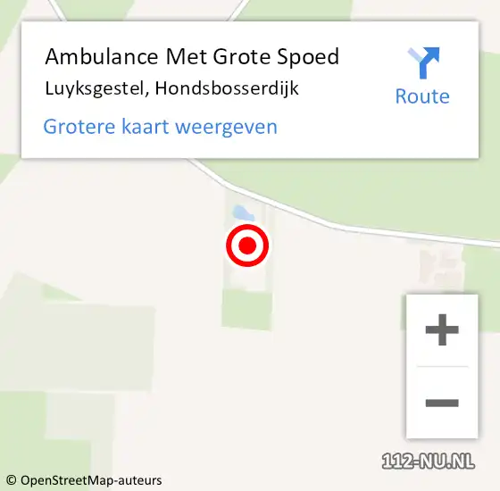 Locatie op kaart van de 112 melding: Ambulance Met Grote Spoed Naar Luyksgestel, Hondsbosserdijk op 2 augustus 2015 17:40