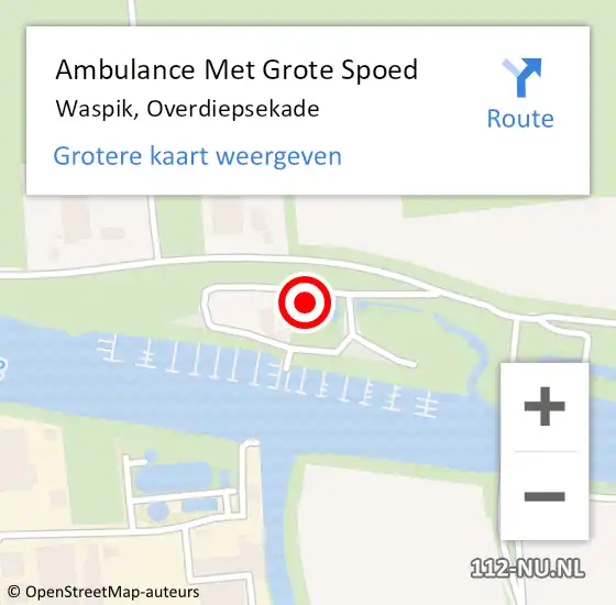 Locatie op kaart van de 112 melding: Ambulance Met Grote Spoed Naar Waspik, Overdiepsekade op 2 augustus 2015 17:45