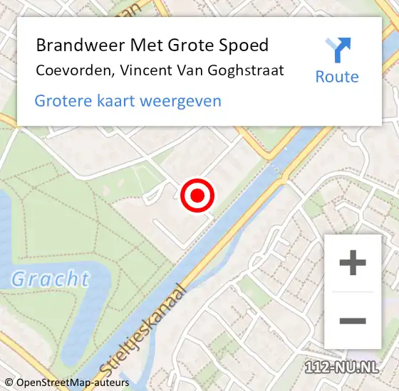 Locatie op kaart van de 112 melding: Brandweer Met Grote Spoed Naar Coevorden, Vincent Van Goghstraat op 2 augustus 2015 18:50