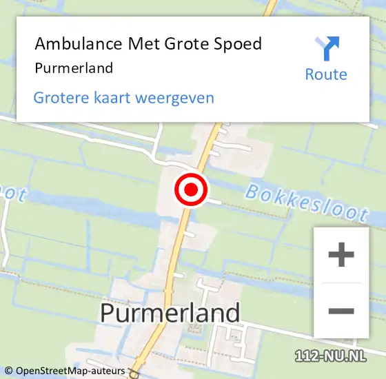 Locatie op kaart van de 112 melding: Ambulance Met Grote Spoed Naar Purmerland op 2 augustus 2015 18:50