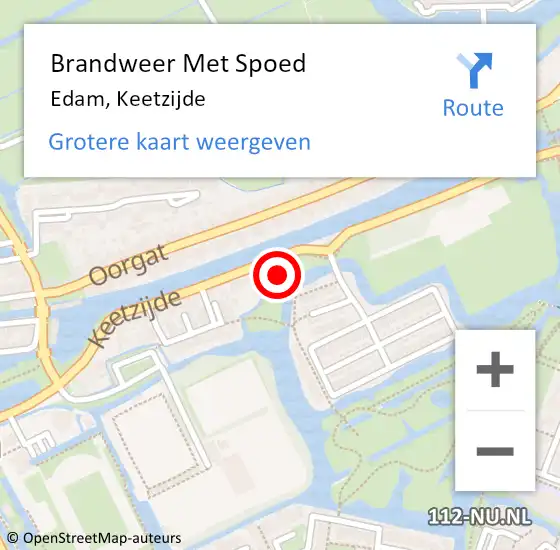 Locatie op kaart van de 112 melding: Brandweer Met Spoed Naar Edam, Keetzijde op 2 augustus 2015 18:53