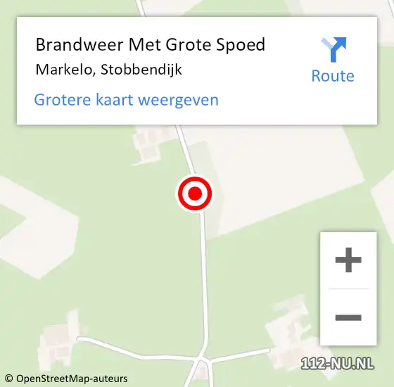 Locatie op kaart van de 112 melding: Brandweer Met Grote Spoed Naar Markelo, Stobbendijk op 2 augustus 2015 19:07