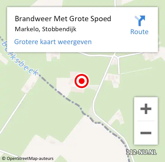 Locatie op kaart van de 112 melding: Brandweer Met Grote Spoed Naar Markelo, Stobbendijk op 2 augustus 2015 19:16