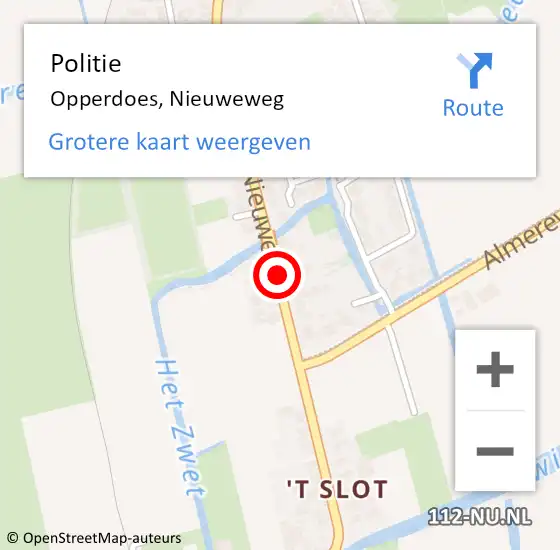 Locatie op kaart van de 112 melding: Politie Opperdoes, Nieuweweg op 2 augustus 2015 20:41