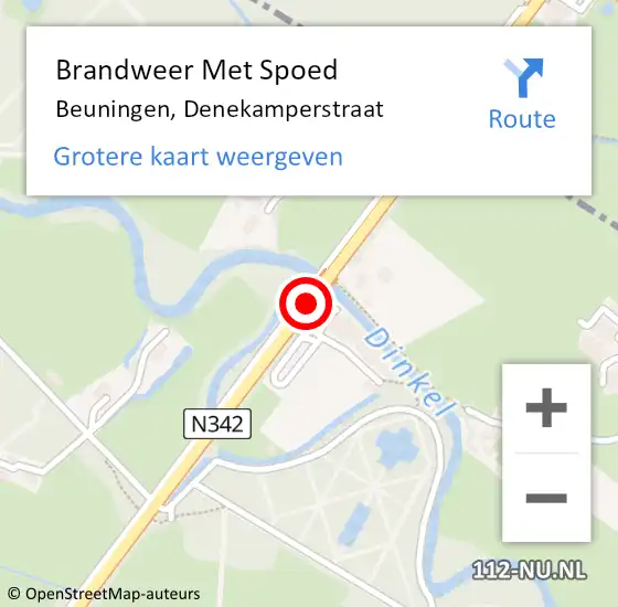 Locatie op kaart van de 112 melding: Brandweer Met Spoed Naar Beuningen, Denekamperstraat op 2 augustus 2015 21:24