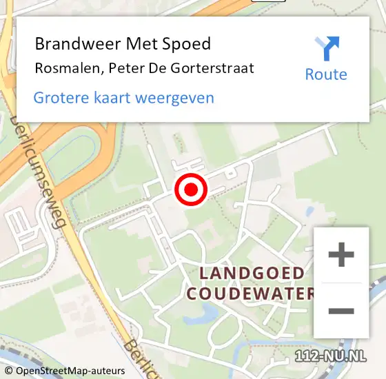 Locatie op kaart van de 112 melding: Brandweer Met Spoed Naar Rosmalen, Peter De Gorterstraat op 2 augustus 2015 21:38