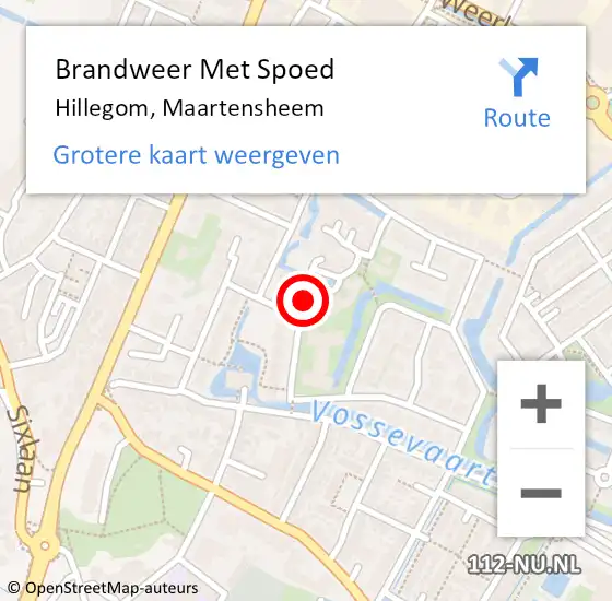 Locatie op kaart van de 112 melding: Brandweer Met Spoed Naar Hillegom, Maartensheem op 2 augustus 2015 22:19