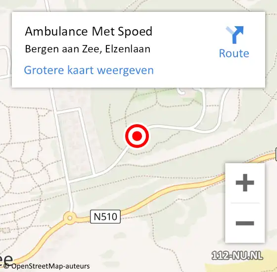 Locatie op kaart van de 112 melding: Ambulance Met Spoed Naar Bergen aan Zee, Elzenlaan op 2 augustus 2015 22:45