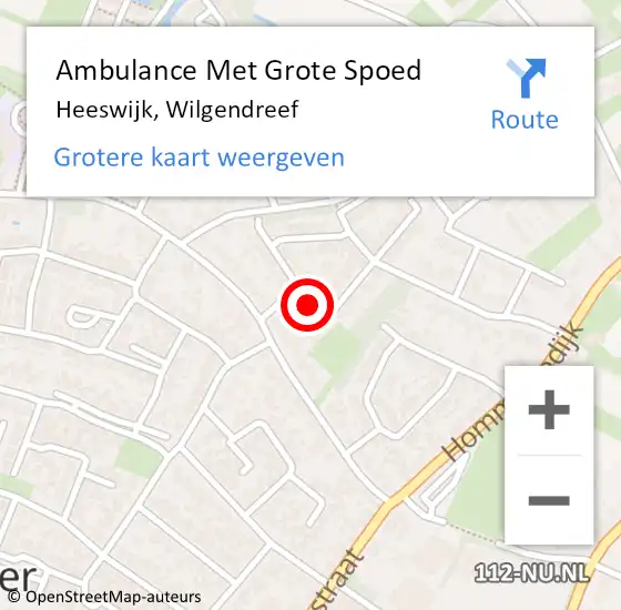 Locatie op kaart van de 112 melding: Ambulance Met Grote Spoed Naar Heeswijk, Wilgendreef op 2 augustus 2015 23:30