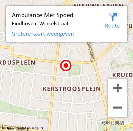 Locatie op kaart van de 112 melding: Ambulance Met Spoed Naar Eindhoven, Winkelstraat op 2 augustus 2015 23:44