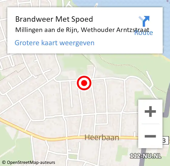 Locatie op kaart van de 112 melding: Brandweer Met Spoed Naar Millingen, Wethouder Arntzstraat op 3 augustus 2015 00:40