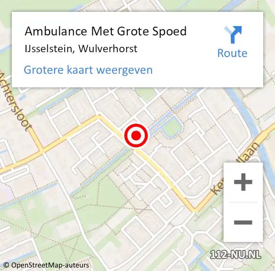 Locatie op kaart van de 112 melding: Ambulance Met Grote Spoed Naar IJsselstein, Wulverhorst op 16 november 2013 02:23