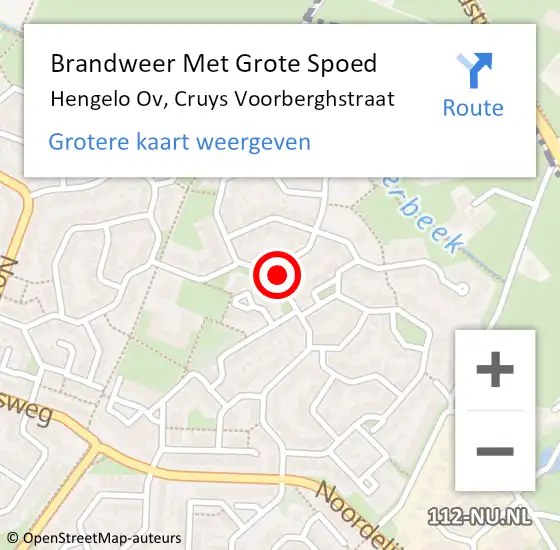 Locatie op kaart van de 112 melding: Brandweer Met Grote Spoed Naar Hengelo Ov, Cruys Voorberghstraat op 3 augustus 2015 02:26