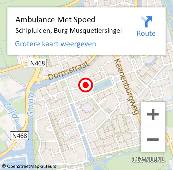 Locatie op kaart van de 112 melding: Ambulance Met Spoed Naar Schipluiden, Burg Musquetiersingel op 3 augustus 2015 07:32