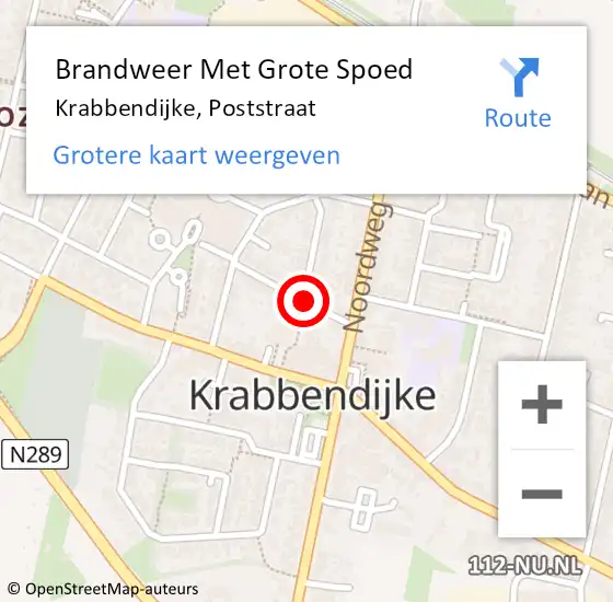 Locatie op kaart van de 112 melding: Brandweer Met Grote Spoed Naar Krabbendijke, Poststraat op 3 augustus 2015 08:17