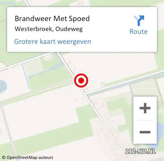 Locatie op kaart van de 112 melding: Brandweer Met Spoed Naar Westerbroek, Oudeweg op 3 augustus 2015 08:52