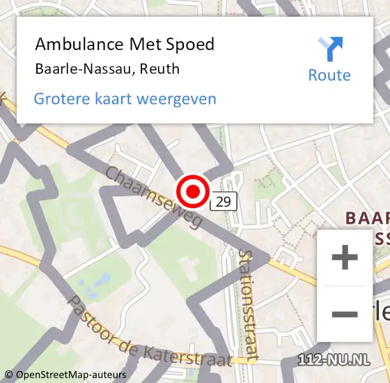 Locatie op kaart van de 112 melding: Ambulance Met Spoed Naar Baarle-Nassau, Reuth op 3 augustus 2015 09:30