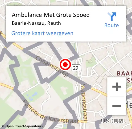 Locatie op kaart van de 112 melding: Ambulance Met Grote Spoed Naar Baarle-Nassau, Reuth op 3 augustus 2015 09:32