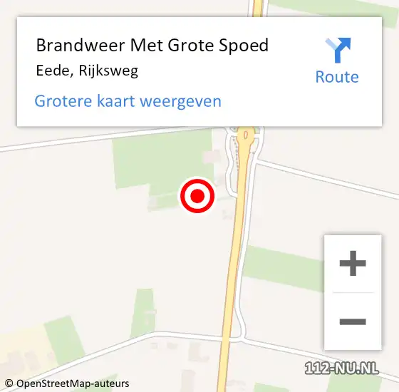 Locatie op kaart van de 112 melding: Brandweer Met Grote Spoed Naar Eede, Rijksweg op 3 augustus 2015 09:39