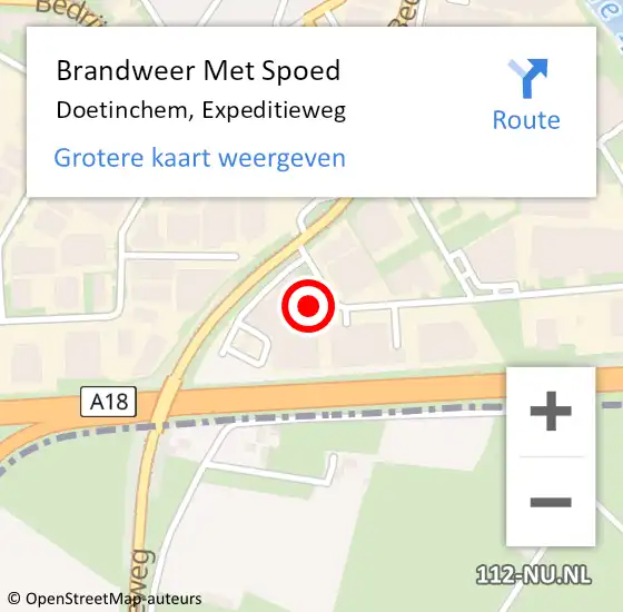 Locatie op kaart van de 112 melding: Brandweer Met Spoed Naar Doetinchem, Expeditieweg op 3 augustus 2015 09:41