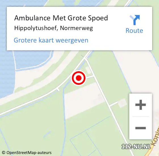 Locatie op kaart van de 112 melding: Ambulance Met Grote Spoed Naar Hippolytushoef, Normerweg op 3 augustus 2015 09:44