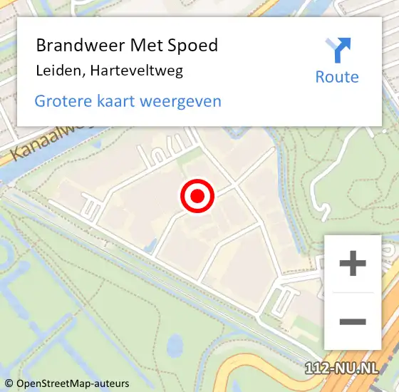 Locatie op kaart van de 112 melding: Brandweer Met Spoed Naar Leiden, Harteveltweg op 3 augustus 2015 10:02