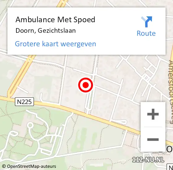 Locatie op kaart van de 112 melding: Ambulance Met Spoed Naar Doorn, Gezichtslaan op 3 augustus 2015 10:08