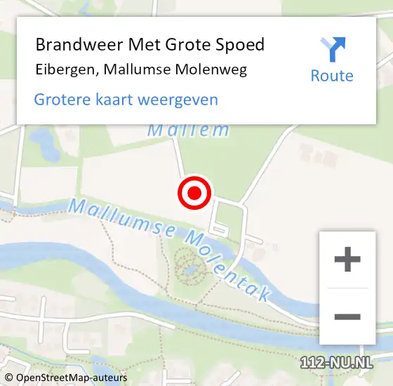 Locatie op kaart van de 112 melding: Brandweer Met Grote Spoed Naar Eibergen, Mallumse Molenweg op 3 augustus 2015 10:59
