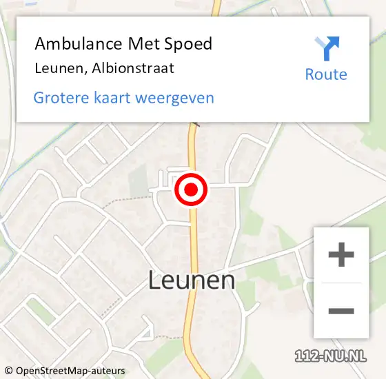 Locatie op kaart van de 112 melding: Ambulance Met Spoed Naar Leunen, Albionstraat op 3 augustus 2015 11:07