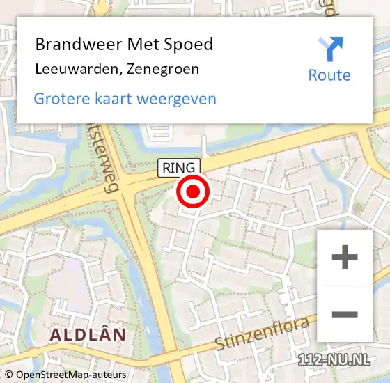 Locatie op kaart van de 112 melding: Brandweer Met Spoed Naar Leeuwarden, Zenegroen op 16 november 2013 04:09