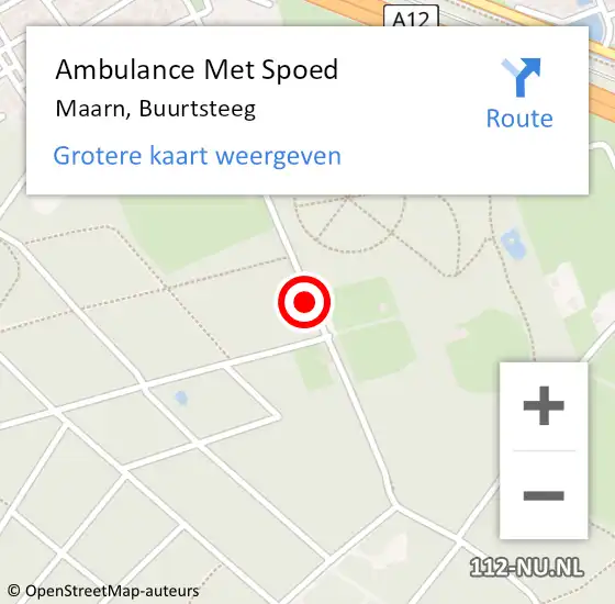 Locatie op kaart van de 112 melding: Ambulance Met Spoed Naar Maarn, Buurtsteeg op 3 augustus 2015 12:34