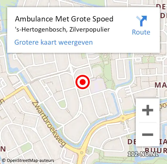 Locatie op kaart van de 112 melding: Ambulance Met Grote Spoed Naar 's-Hertogenbosch, Zilverpopulier op 3 augustus 2015 12:42