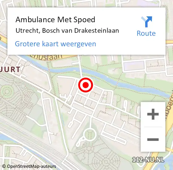 Locatie op kaart van de 112 melding: Ambulance Met Spoed Naar Utrecht, Bosch van Drakesteinlaan op 3 augustus 2015 12:43