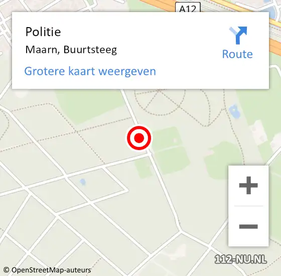 Locatie op kaart van de 112 melding: Politie Maarn, Buurtsteeg op 3 augustus 2015 13:31