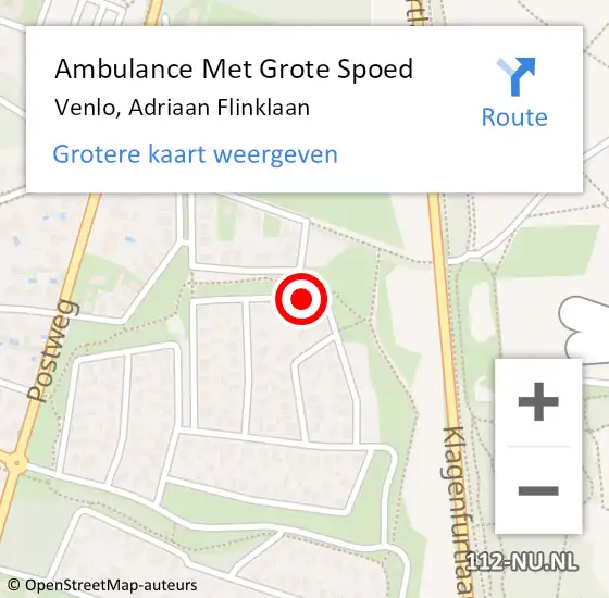 Locatie op kaart van de 112 melding: Ambulance Met Grote Spoed Naar Venlo, Adriaan Flinklaan op 3 augustus 2015 14:01