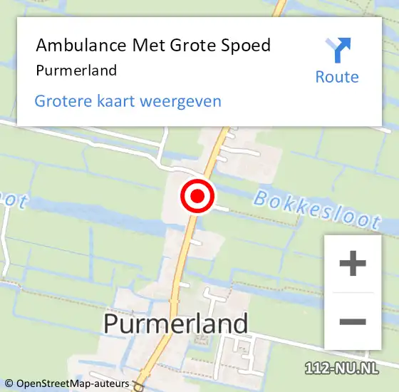 Locatie op kaart van de 112 melding: Ambulance Met Grote Spoed Naar Purmerland op 3 augustus 2015 17:05