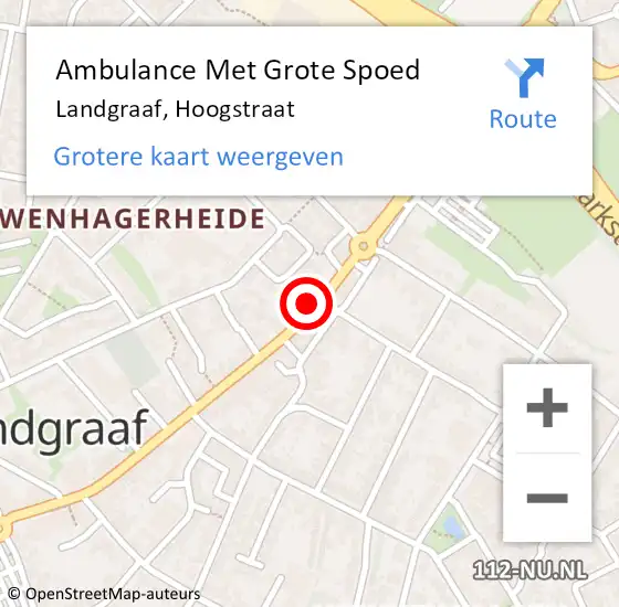 Locatie op kaart van de 112 melding: Ambulance Met Grote Spoed Naar Landgraaf, Hoogstraat op 3 augustus 2015 17:16