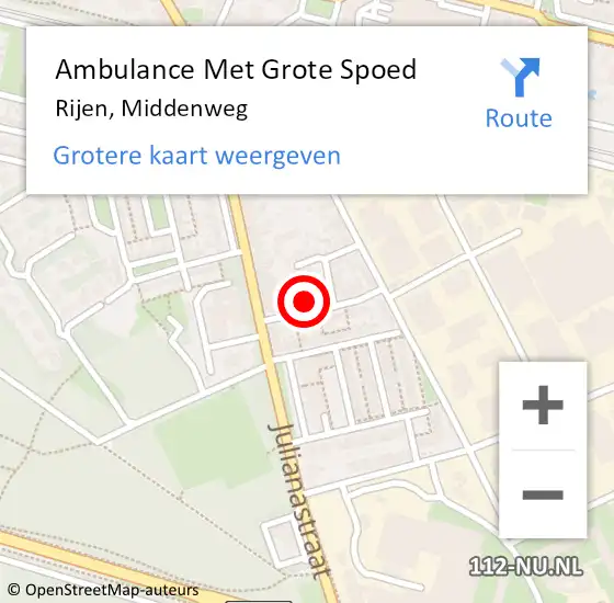 Locatie op kaart van de 112 melding: Ambulance Met Grote Spoed Naar Rijen, Middenweg op 3 augustus 2015 17:18