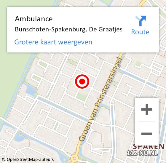 Locatie op kaart van de 112 melding: Ambulance Bunschoten-Spakenburg, De Graafjes op 3 augustus 2015 17:29