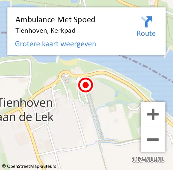 Locatie op kaart van de 112 melding: Ambulance Met Spoed Naar Tienhoven, Kerkpad op 3 augustus 2015 17:36