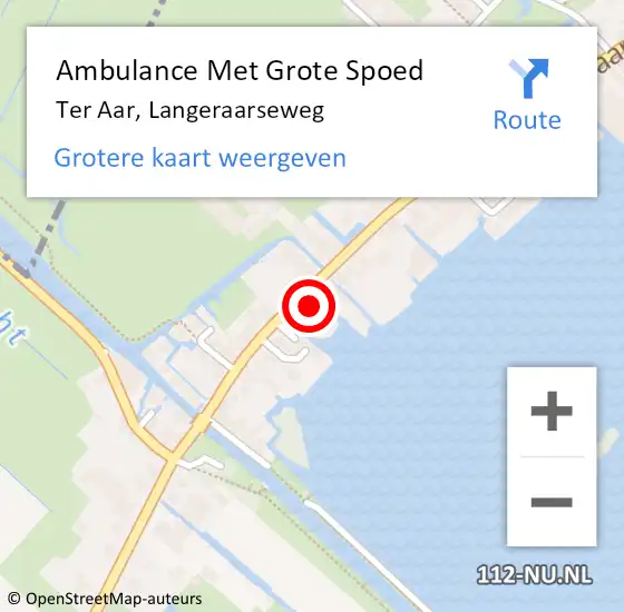 Locatie op kaart van de 112 melding: Ambulance Met Grote Spoed Naar Ter Aar, Langeraarseweg op 16 november 2013 06:37