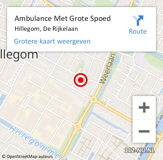 Locatie op kaart van de 112 melding: Ambulance Met Grote Spoed Naar Hillegom, De Rijkelaan op 16 november 2013 06:38